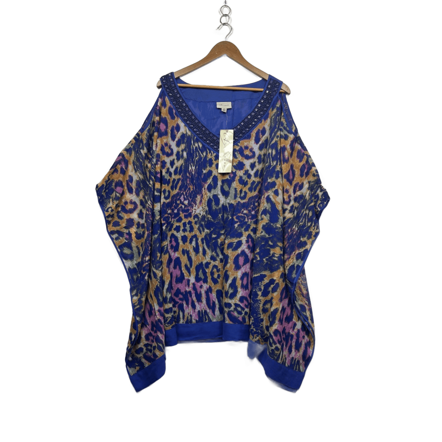 New Autograph Kaftan Blouse Top Size 26 Multicoloured Beaded