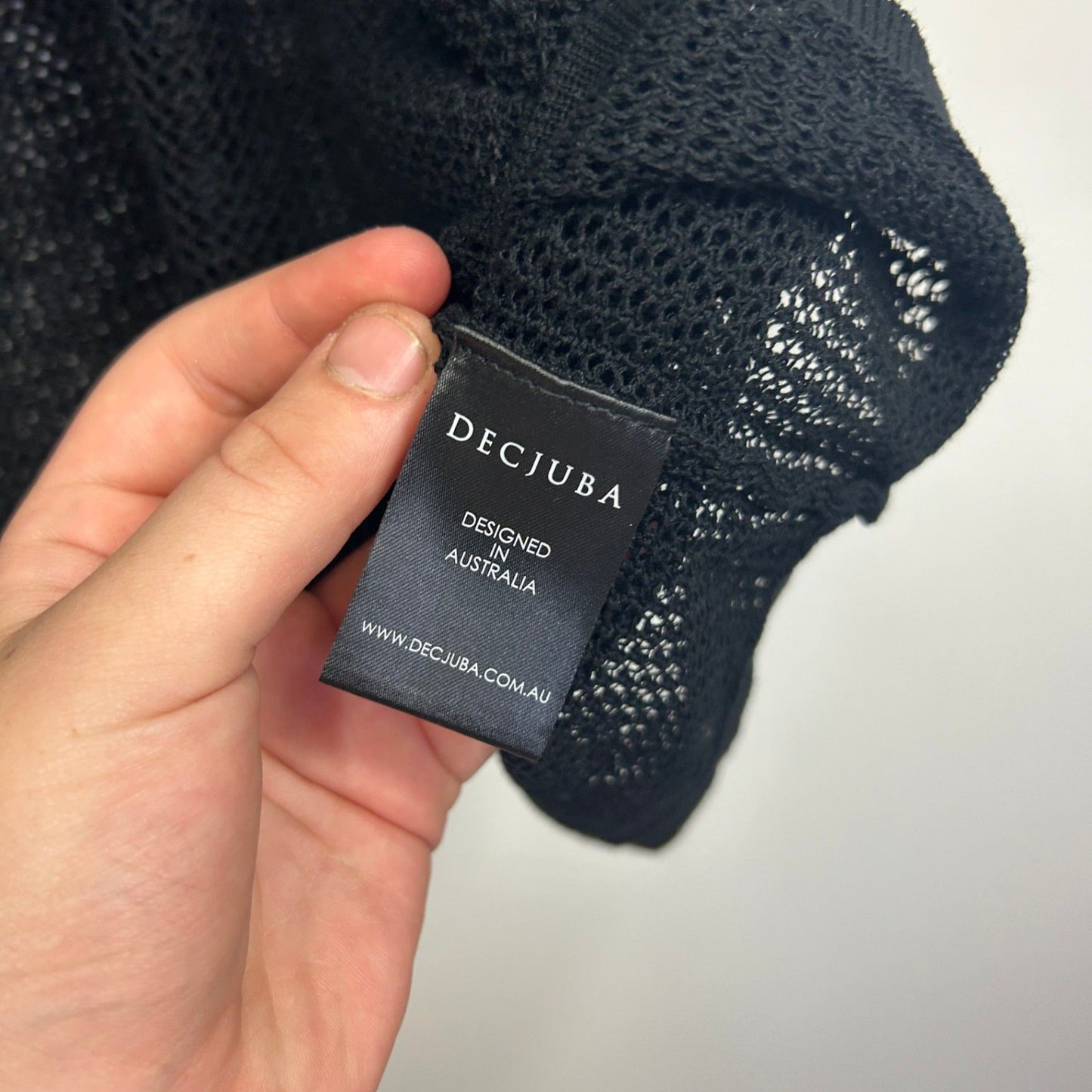 Decjuba Black Mesh Sheer Knit Top Size 16 2XL