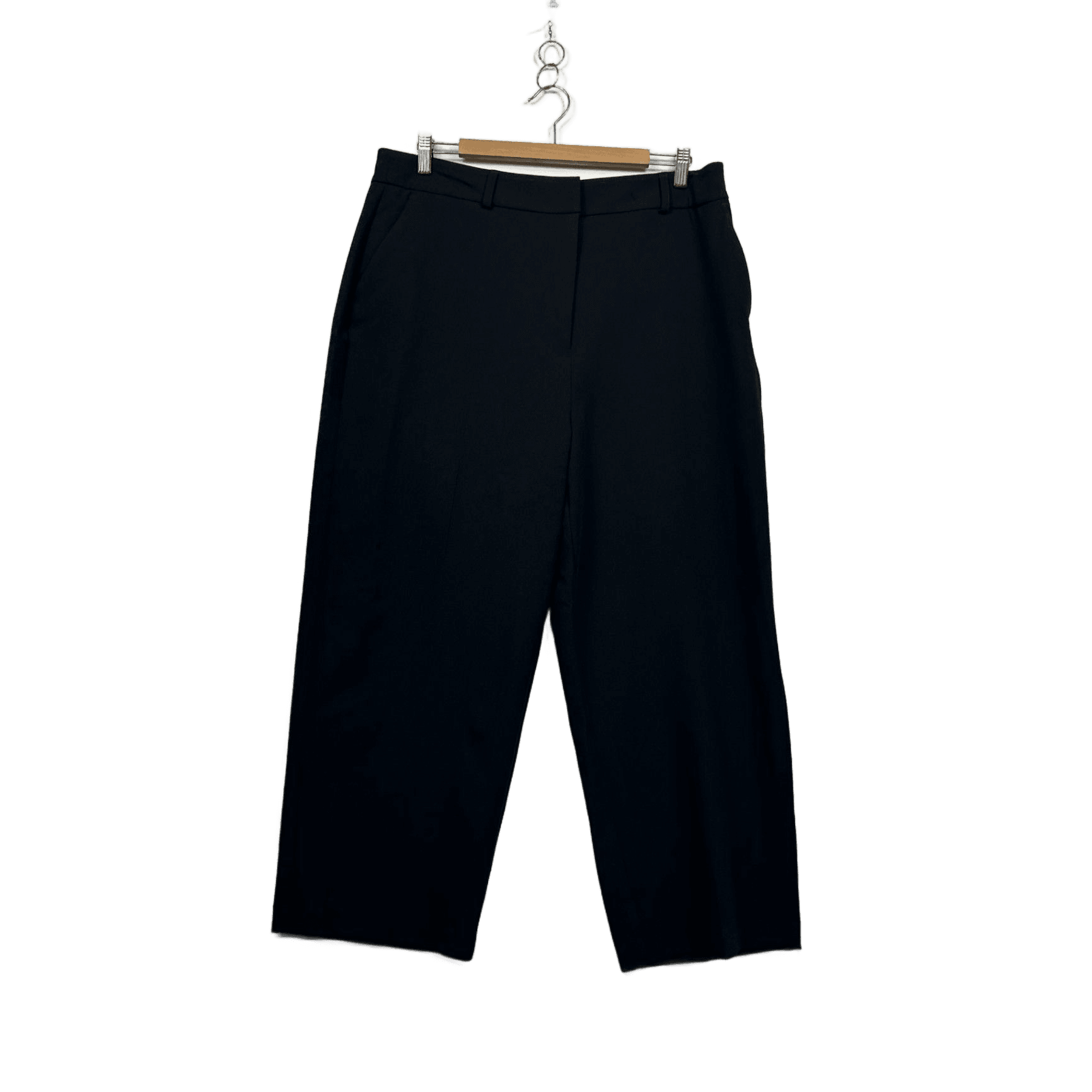 Preview Black Cropped Wide Leg Trousers Size 16