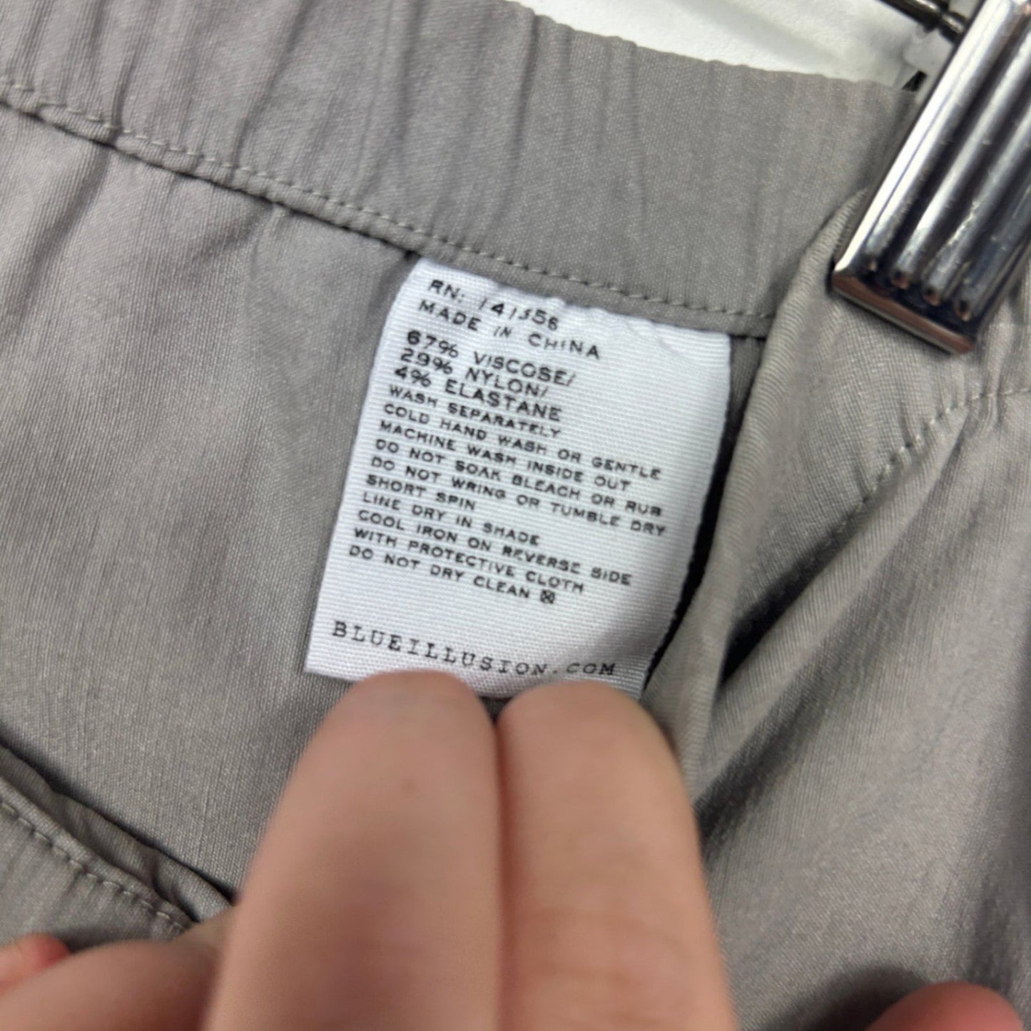 Blue Illusion Grey Viscose Blend Pull On Pants Elastic Waist Size Large 14 16