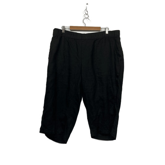 Virtuelle Black Linen Blend Capri Cropped Pants Size 20 Plus