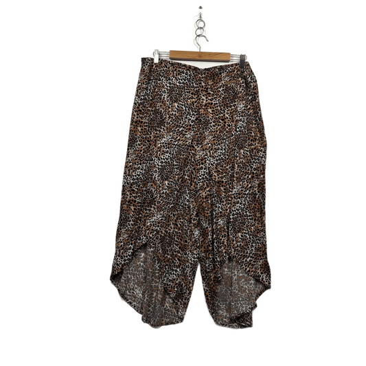 Beme Animal Leopard Print Linen Blend Harem Cropped Pants Size 18