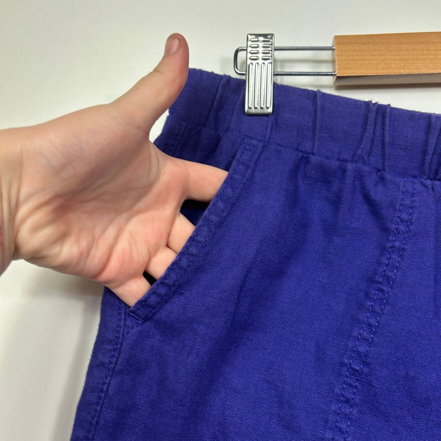 M&S Collection Purple Wide Leg Linen-Blend Trousers Pants Size 14