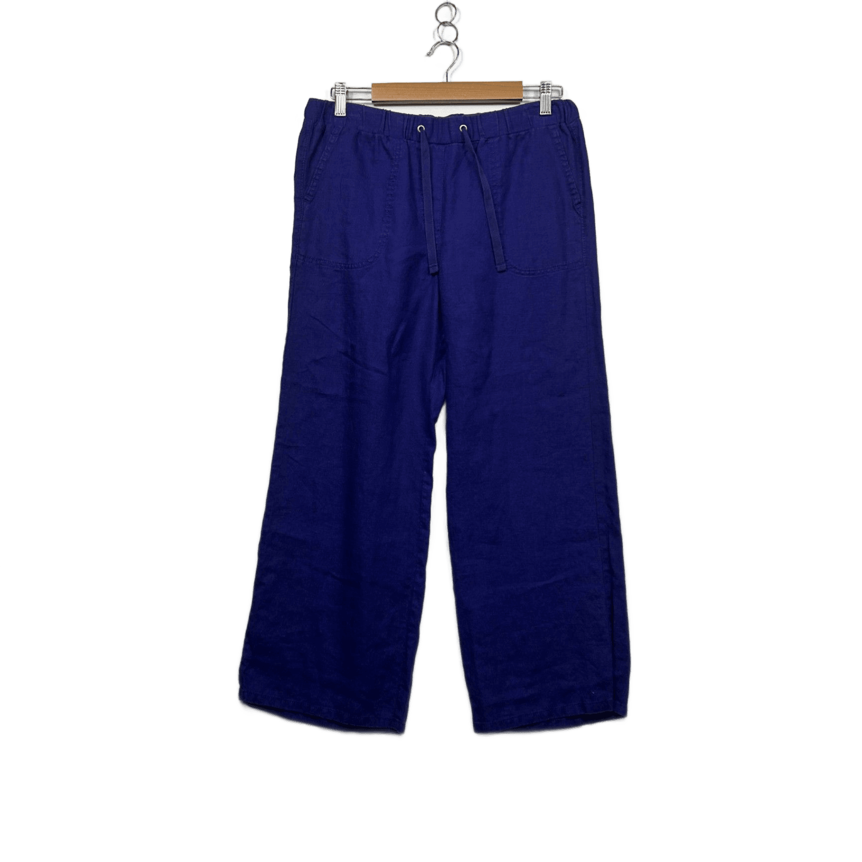 M&S Collection Purple Wide Leg Linen-Blend Trousers Pants Size 14