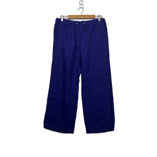 M&S Collection Purple Wide Leg Linen-Blend Trousers Pants Size 14