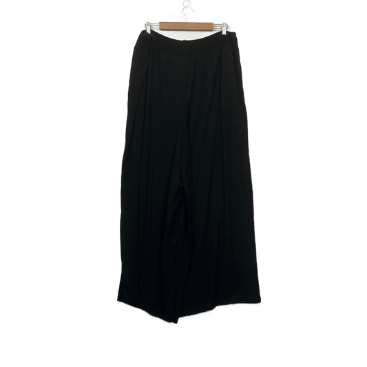 New edited Black Wide Leg Viscose Trousers Pants Size 24