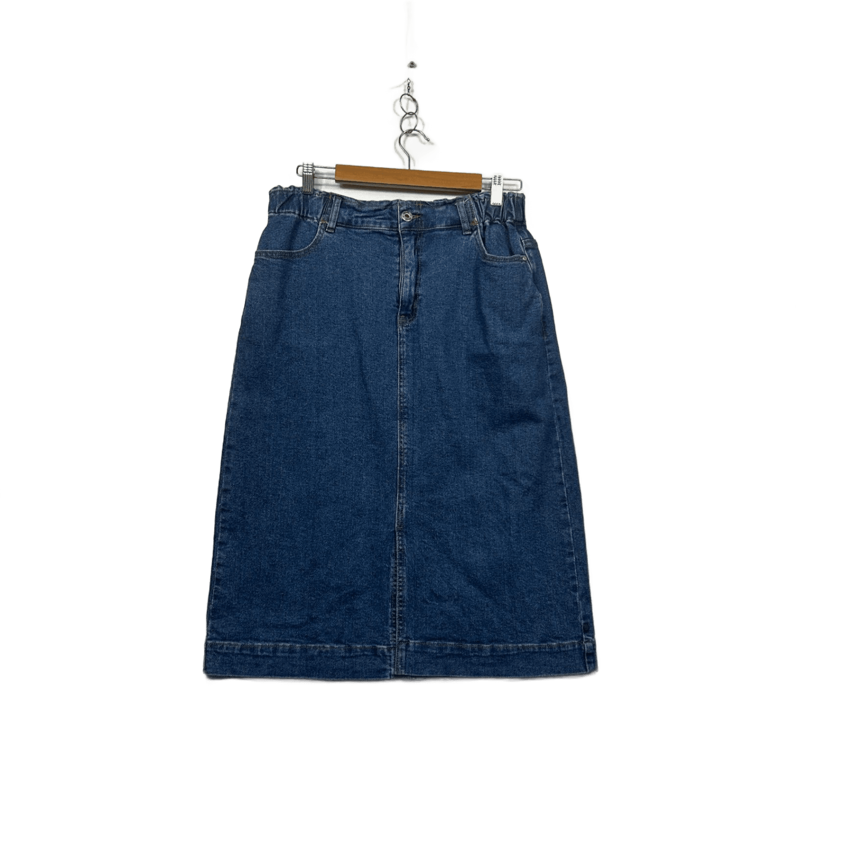 Elm Lifestyle Womens Blue Cotton Blend Denim Skirt Size 12 Midi Length