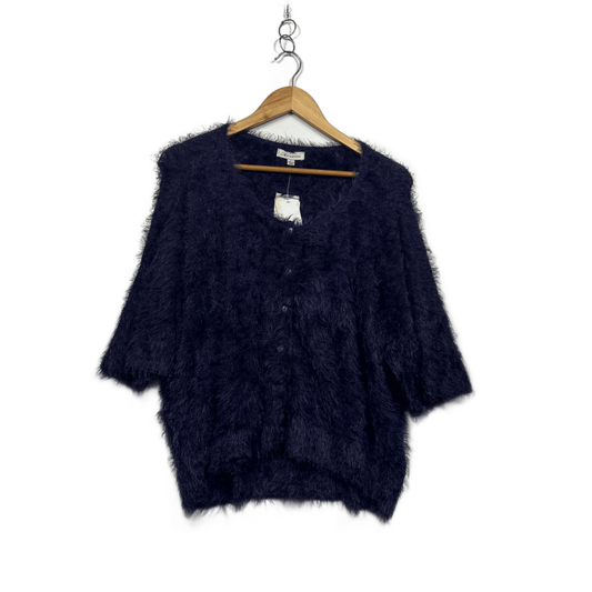 New Autograph Purple Fluffy Button Up Cardigan Jumper Size 20 Plus Large
