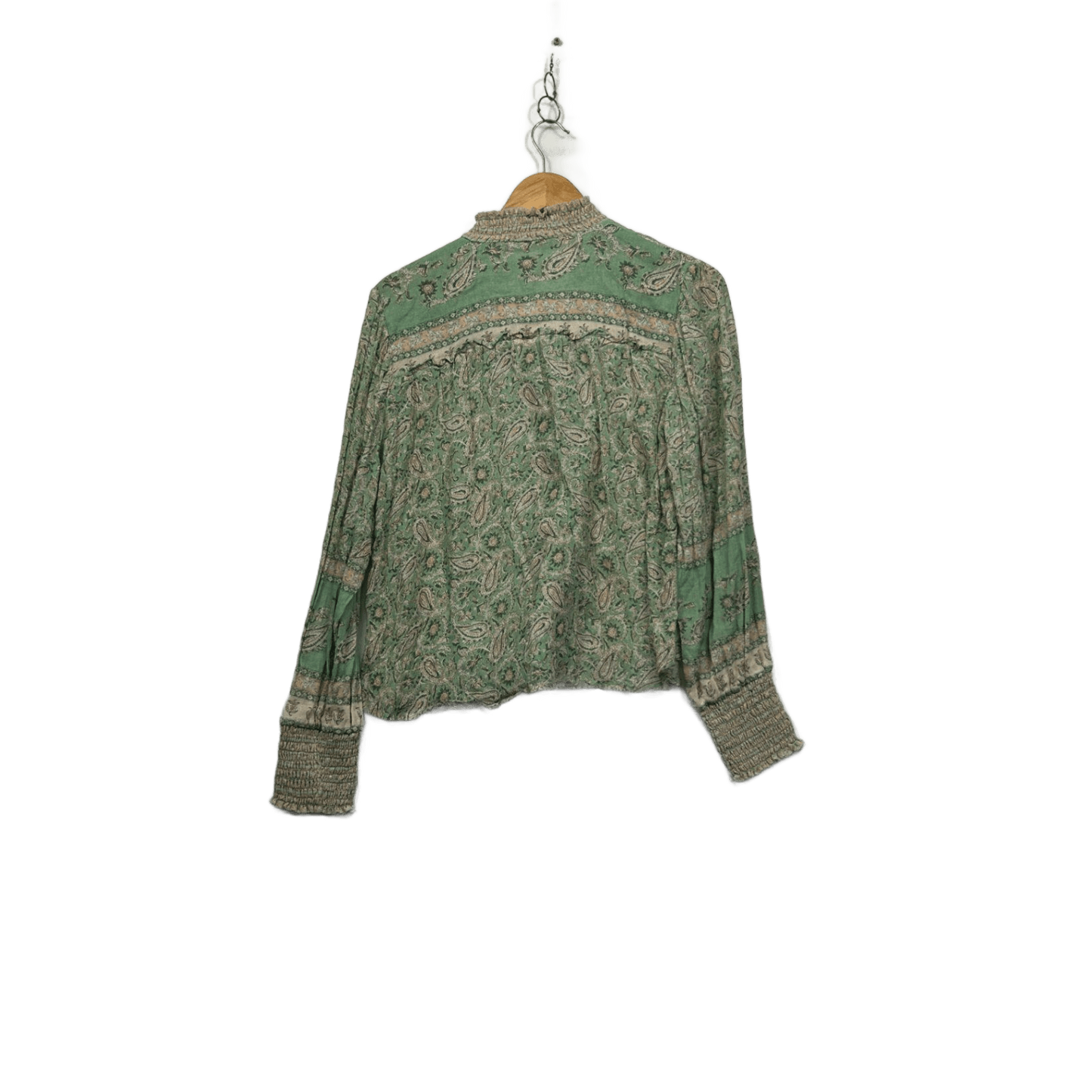 Bella Boheme Boho Top Size Large Long Sleeve Paisley Print