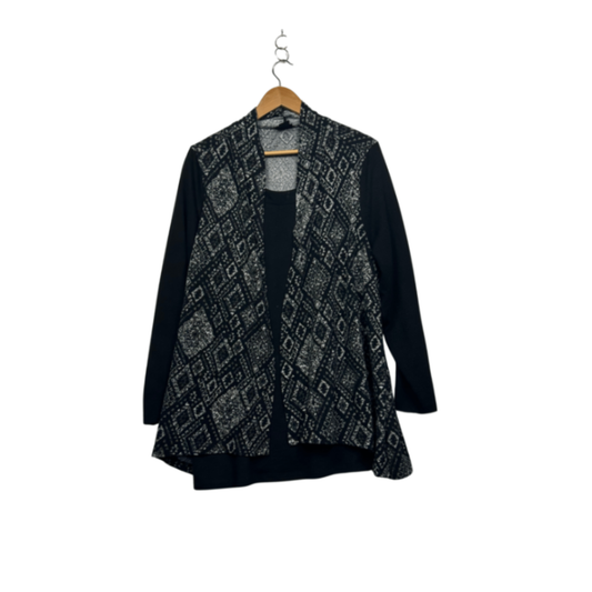 Evans City Chic Black White Long Sleeve Layered Knit Top Size 20