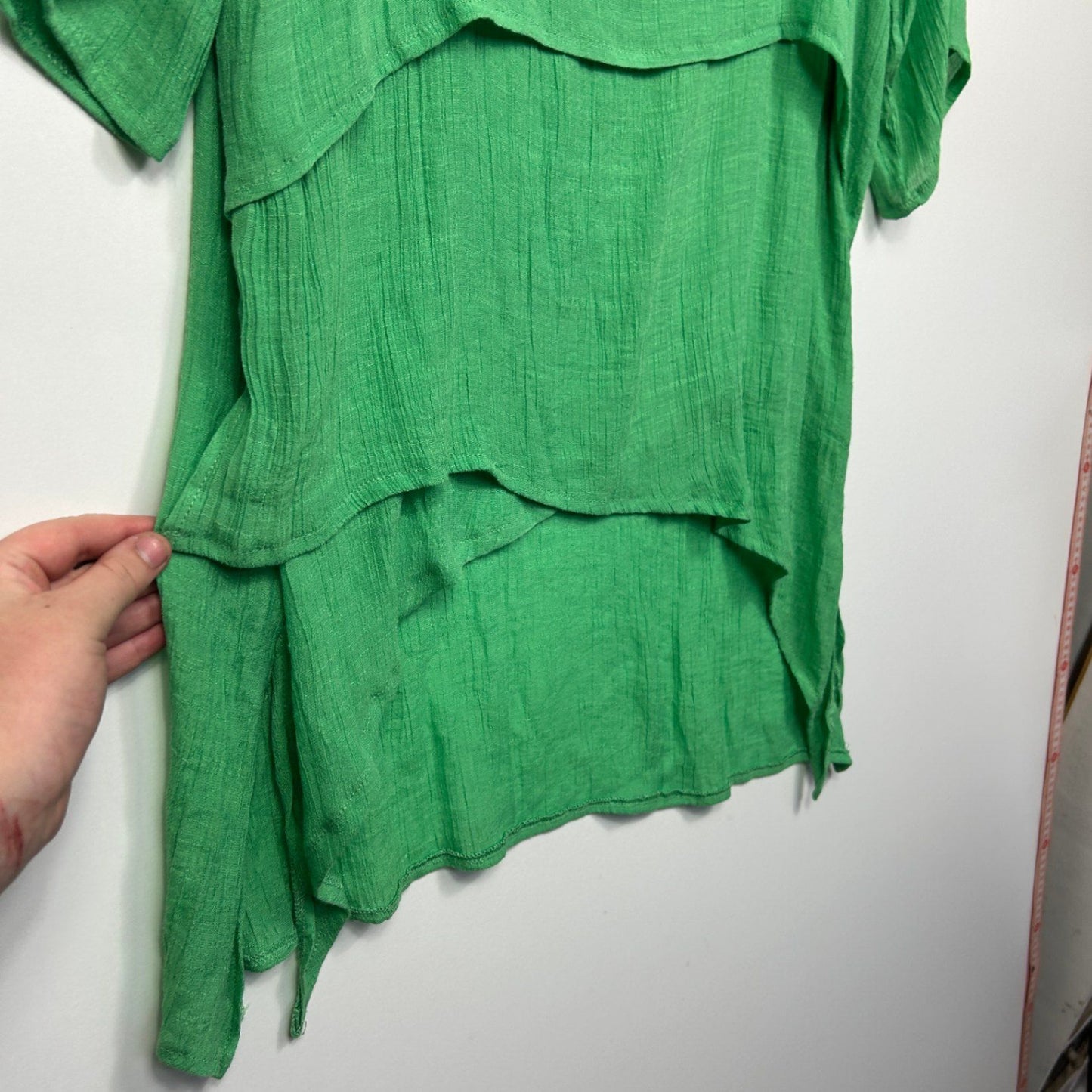 Caroline Morgan Green Short Sleeve Round Neck Tunic Top Blouse Size 16