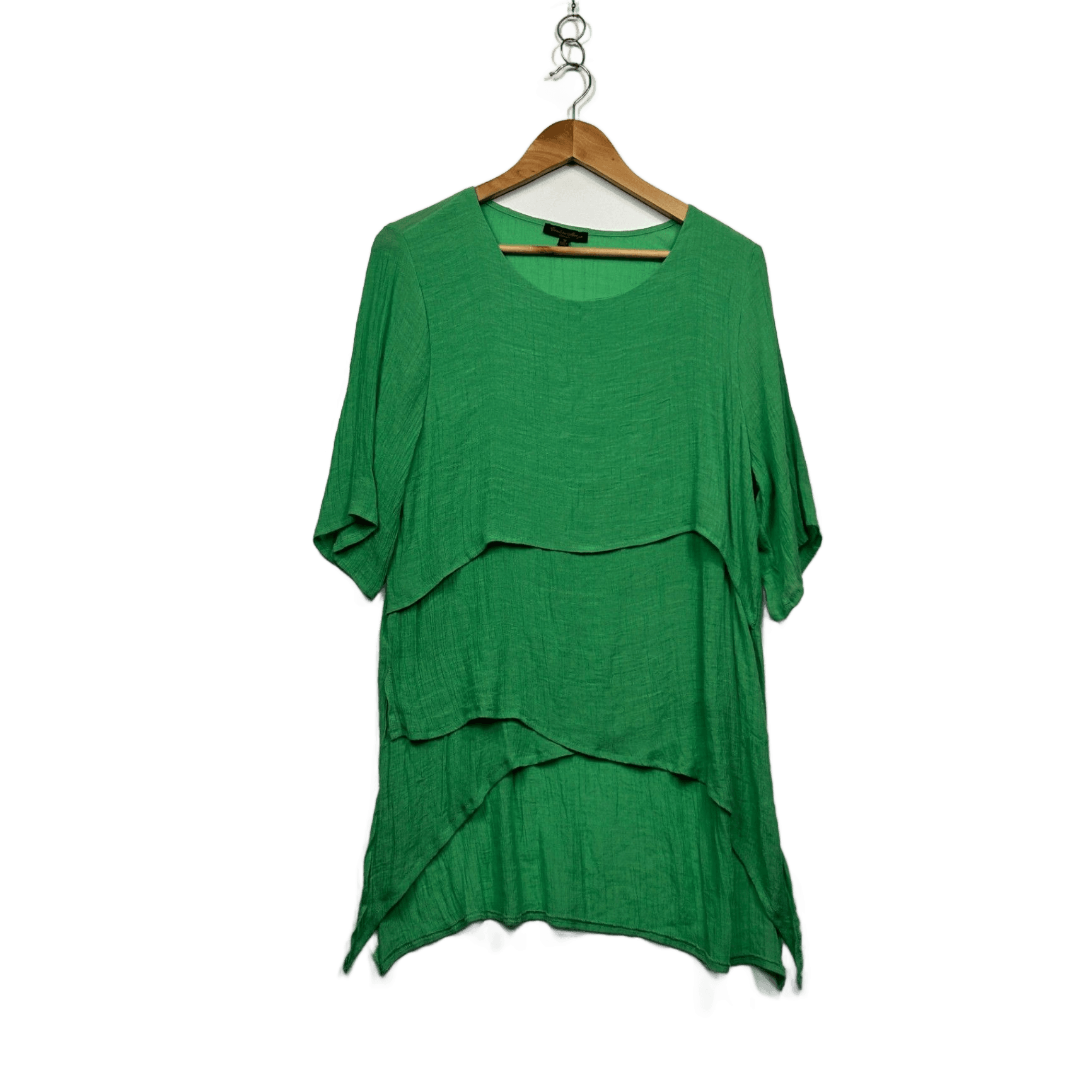 Caroline Morgan Green Short Sleeve Round Neck Tunic Top Blouse Size 16