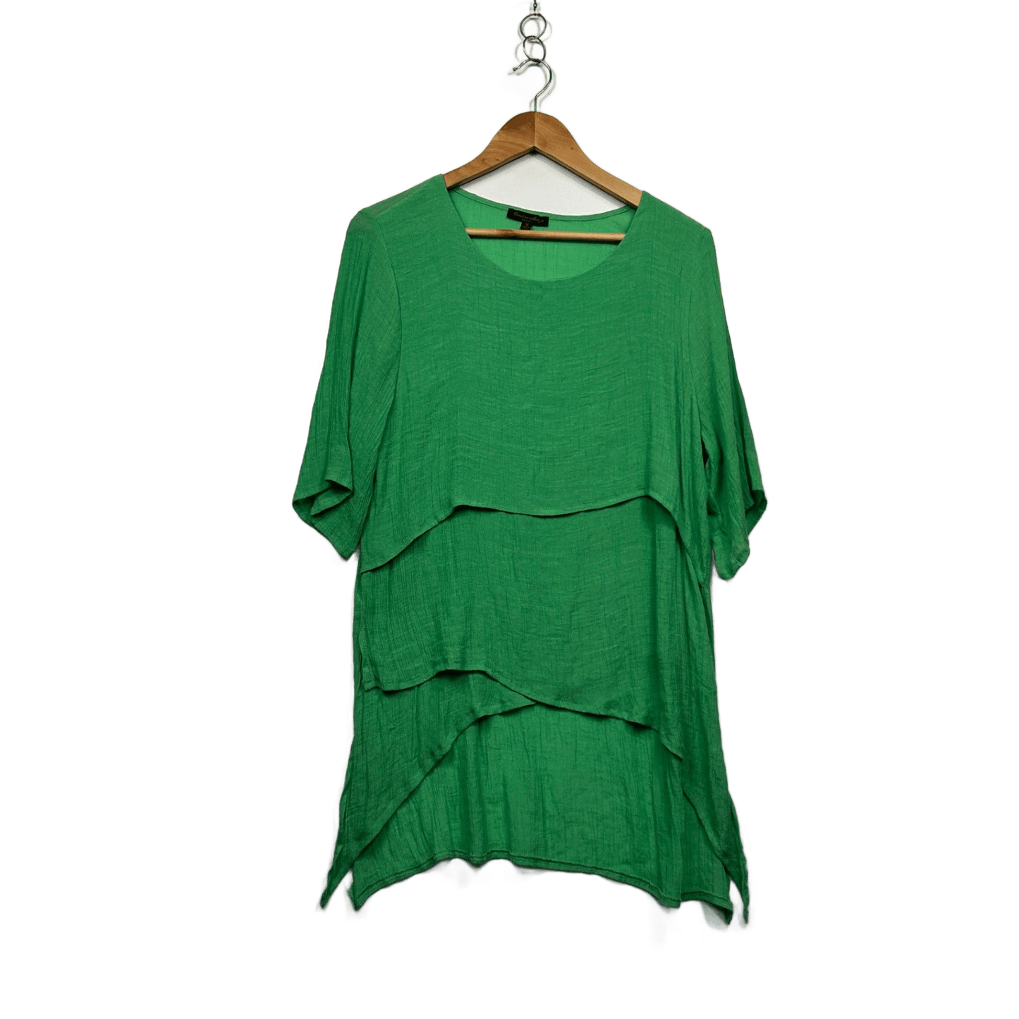 Caroline Morgan Green Short Sleeve Round Neck Tunic Top Blouse Size 16