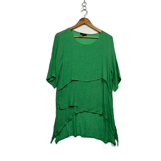 Caroline Morgan Green Short Sleeve Round Neck Tunic Top Blouse Size 16