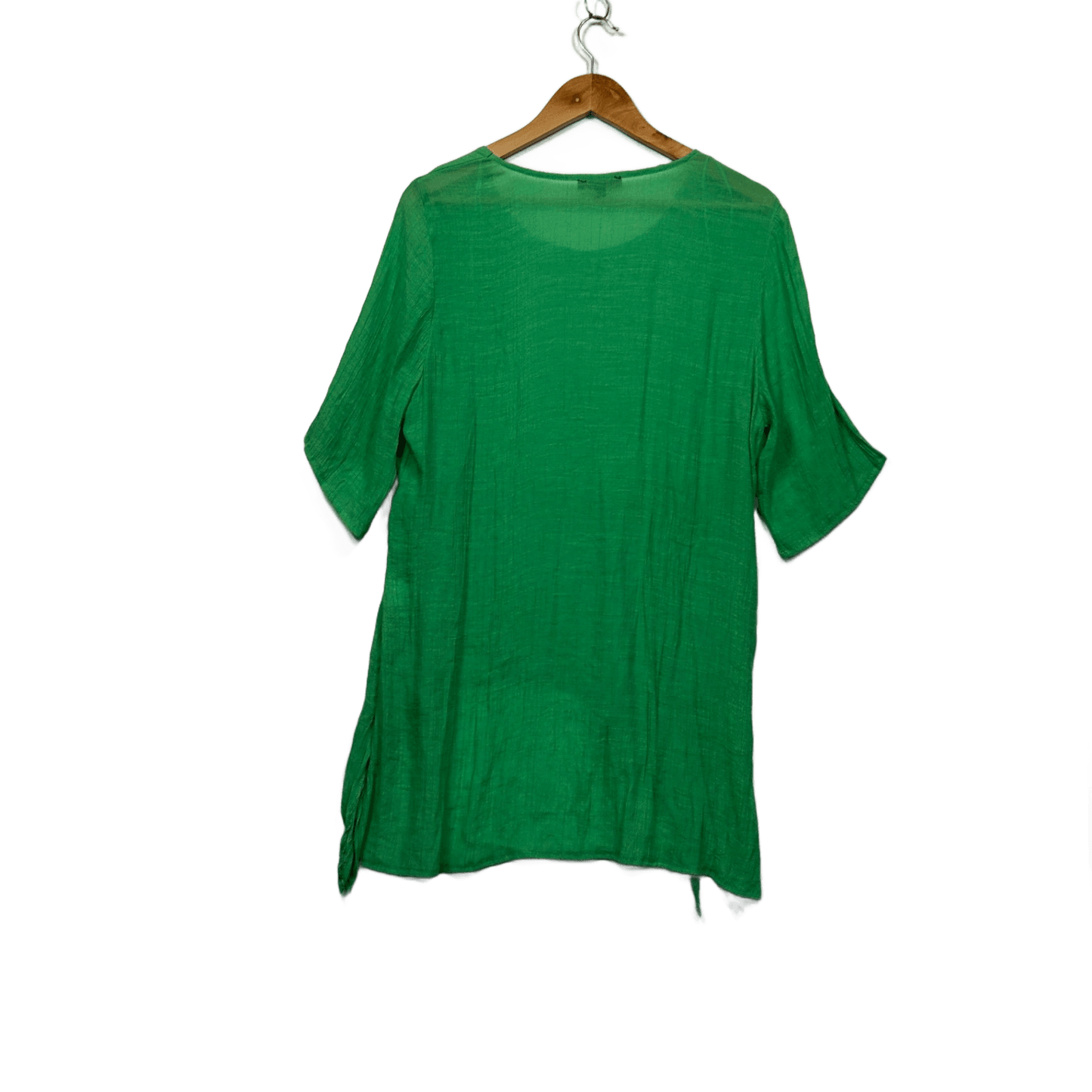 Caroline Morgan Green Short Sleeve Round Neck Tunic Top Blouse Size 16