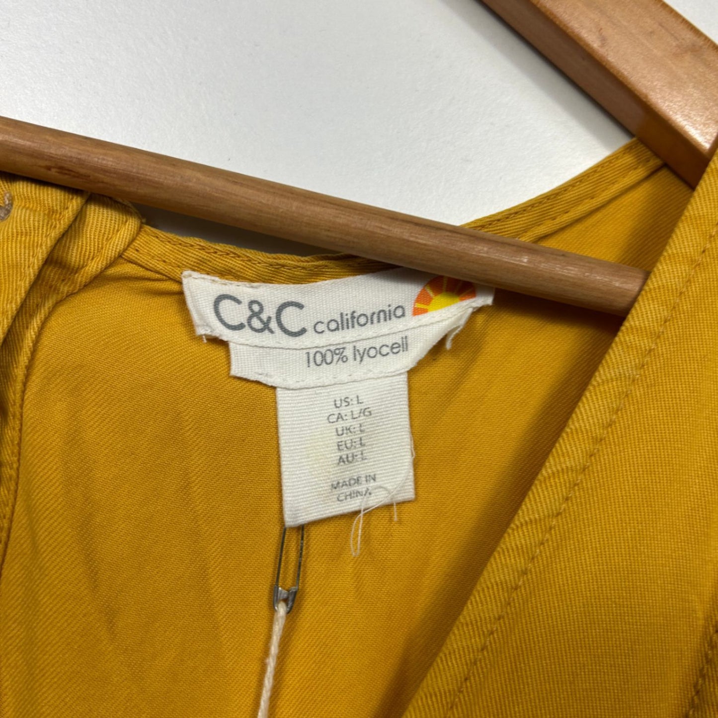 New C&C California Mustard Sleeveless Jumpsuit Size 14