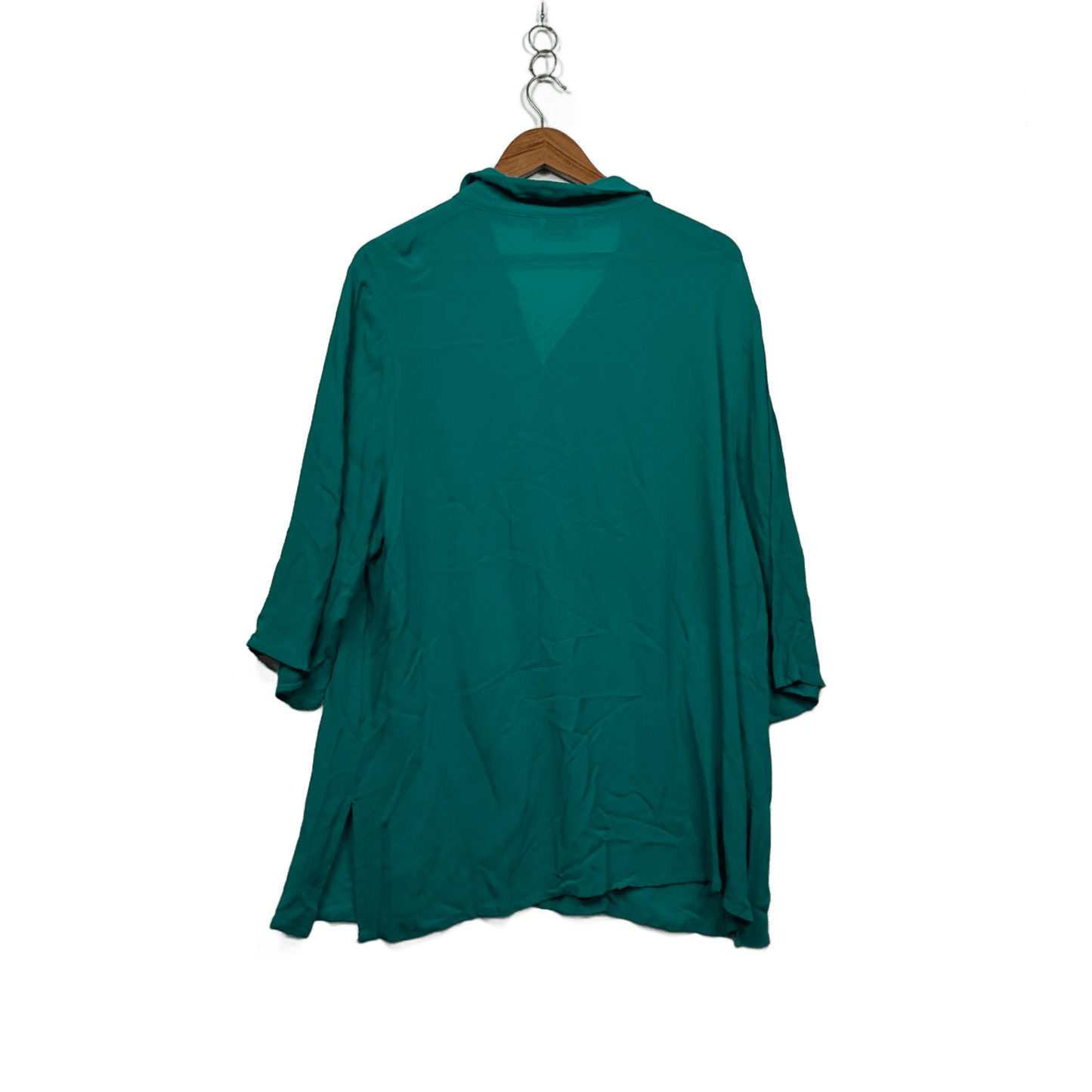 Susan Blake Button Up Green Long Sleeve Collared Beaded Shirt Blouse Size 20