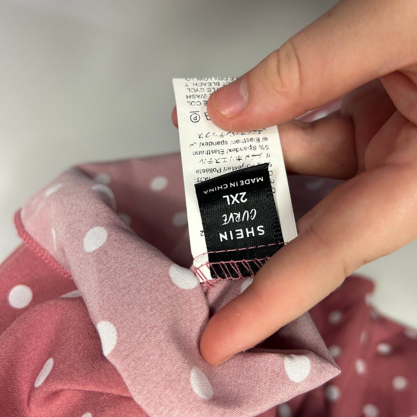 SHEIN Curve Pink Short Sleeve Off Shoulder Polka Dots Size 2XL 16 18