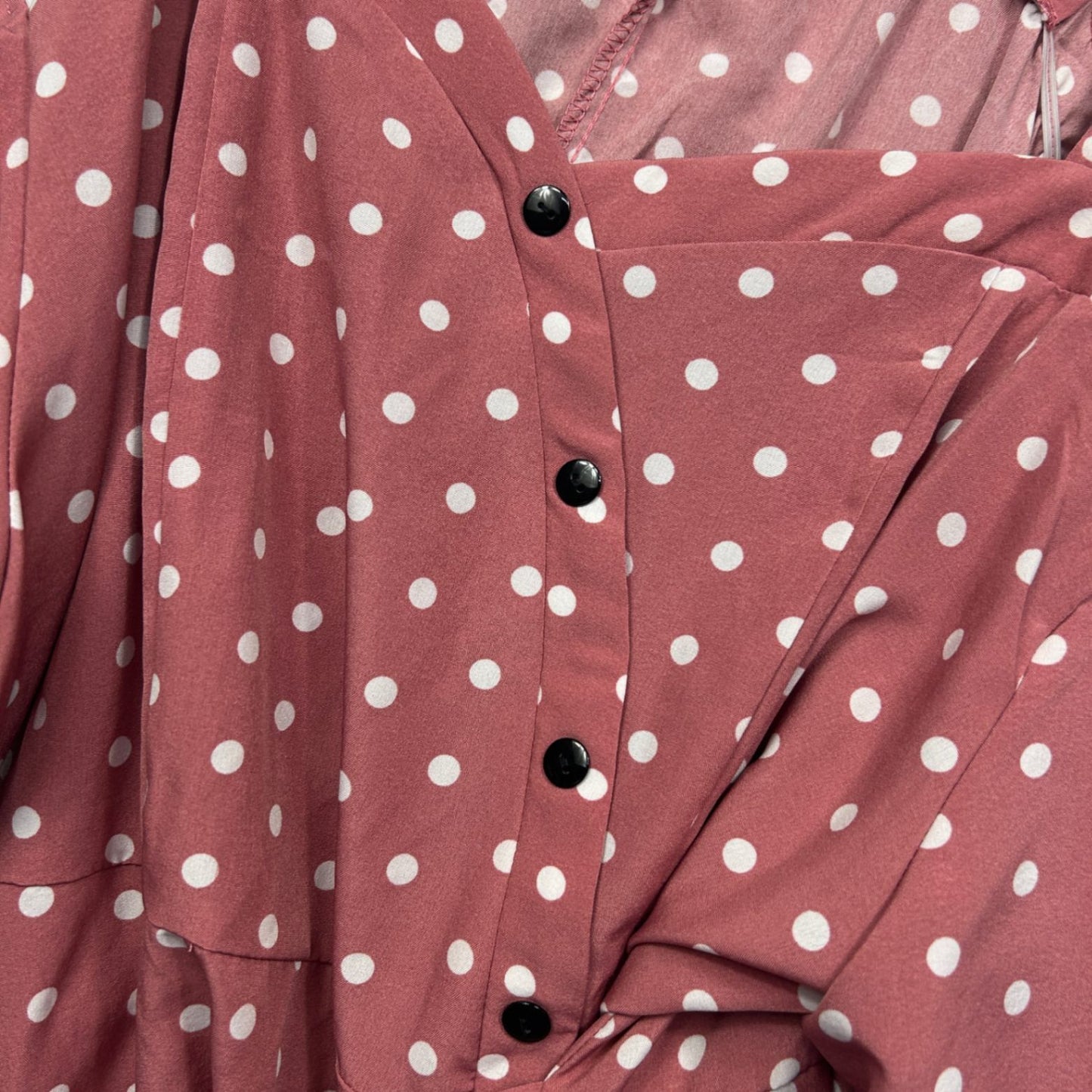 SHEIN Curve Pink Short Sleeve Off Shoulder Polka Dots Size 2XL 16 18