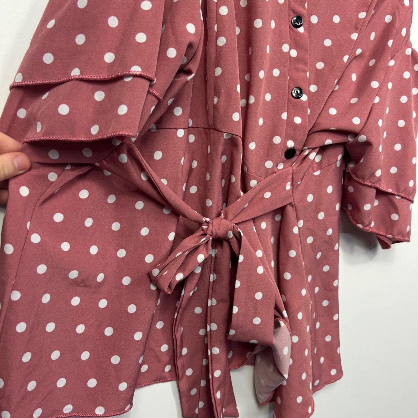 SHEIN Curve Pink Short Sleeve Off Shoulder Polka Dots Size 2XL 16 18