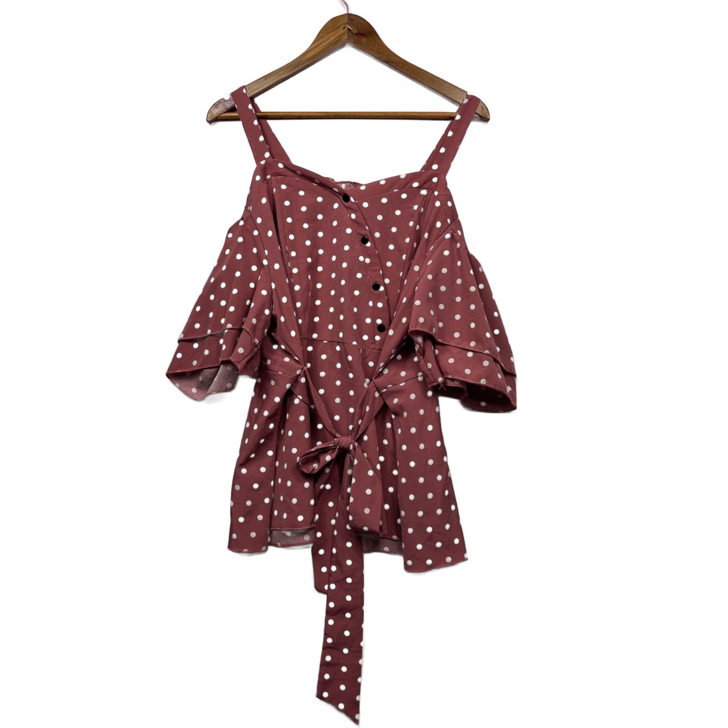 SHEIN Curve Pink Short Sleeve Off Shoulder Polka Dots Size 2XL 16 18