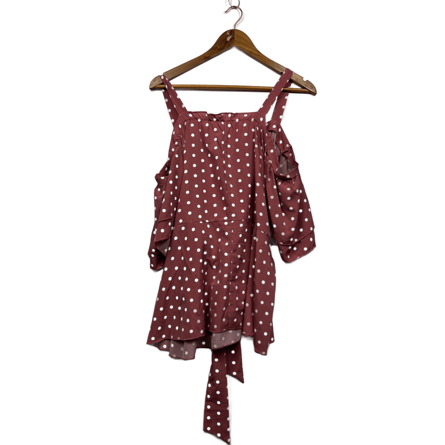 SHEIN Curve Pink Short Sleeve Off Shoulder Polka Dots Size 2XL 16 18