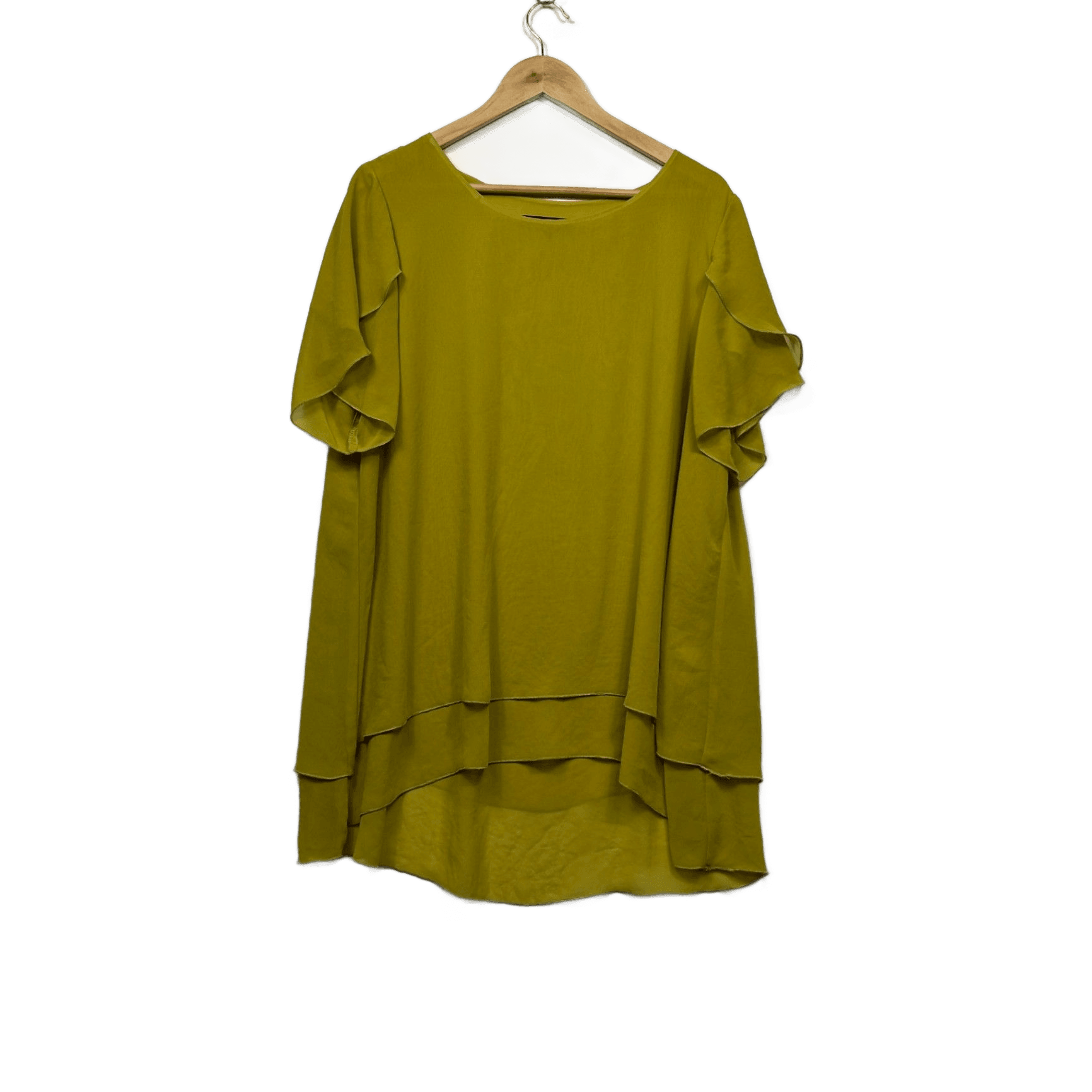 Swish Green Short Sleeve Scoop Neck Layered Blouse Size 18