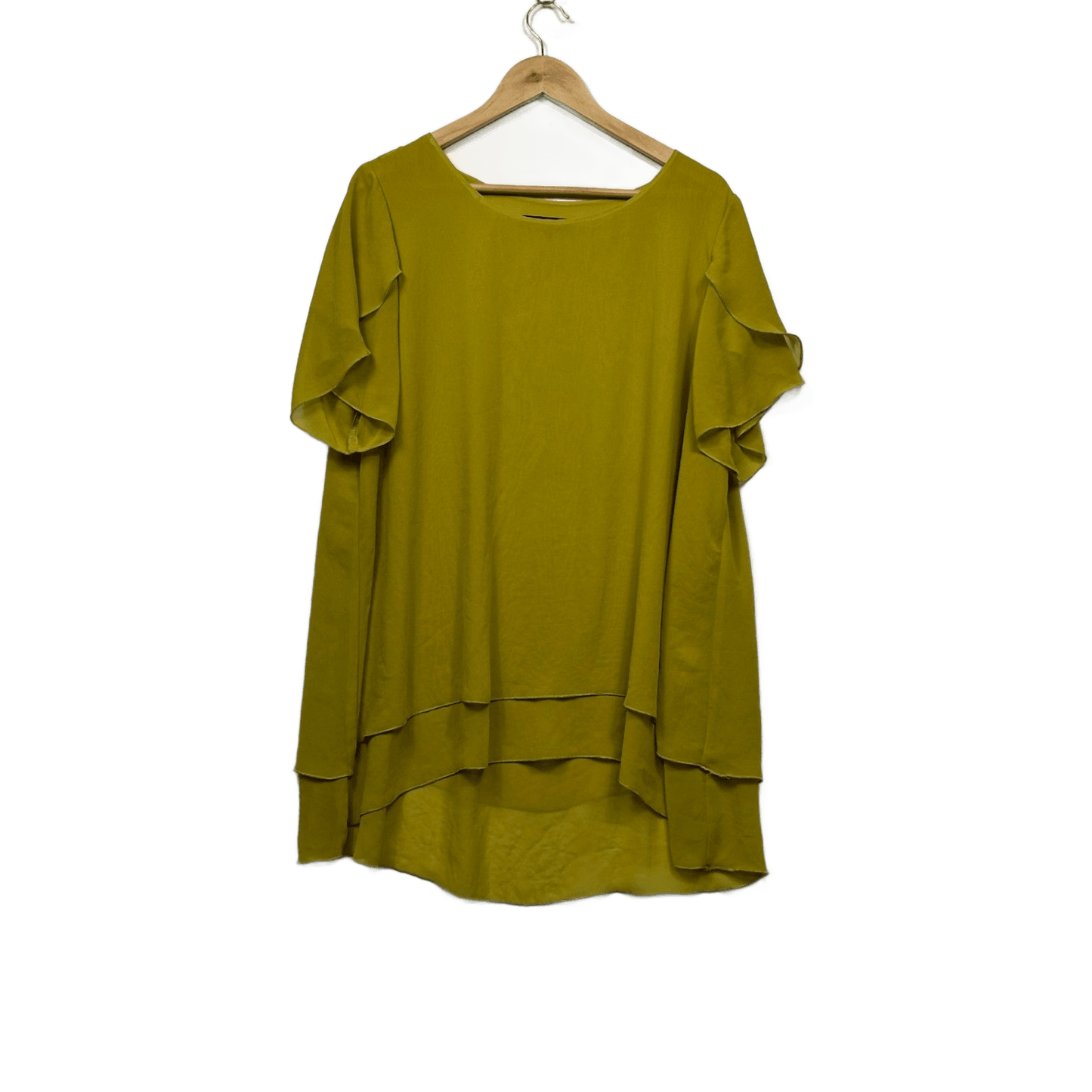 Swish Green Short Sleeve Scoop Neck Layered Blouse Size 18