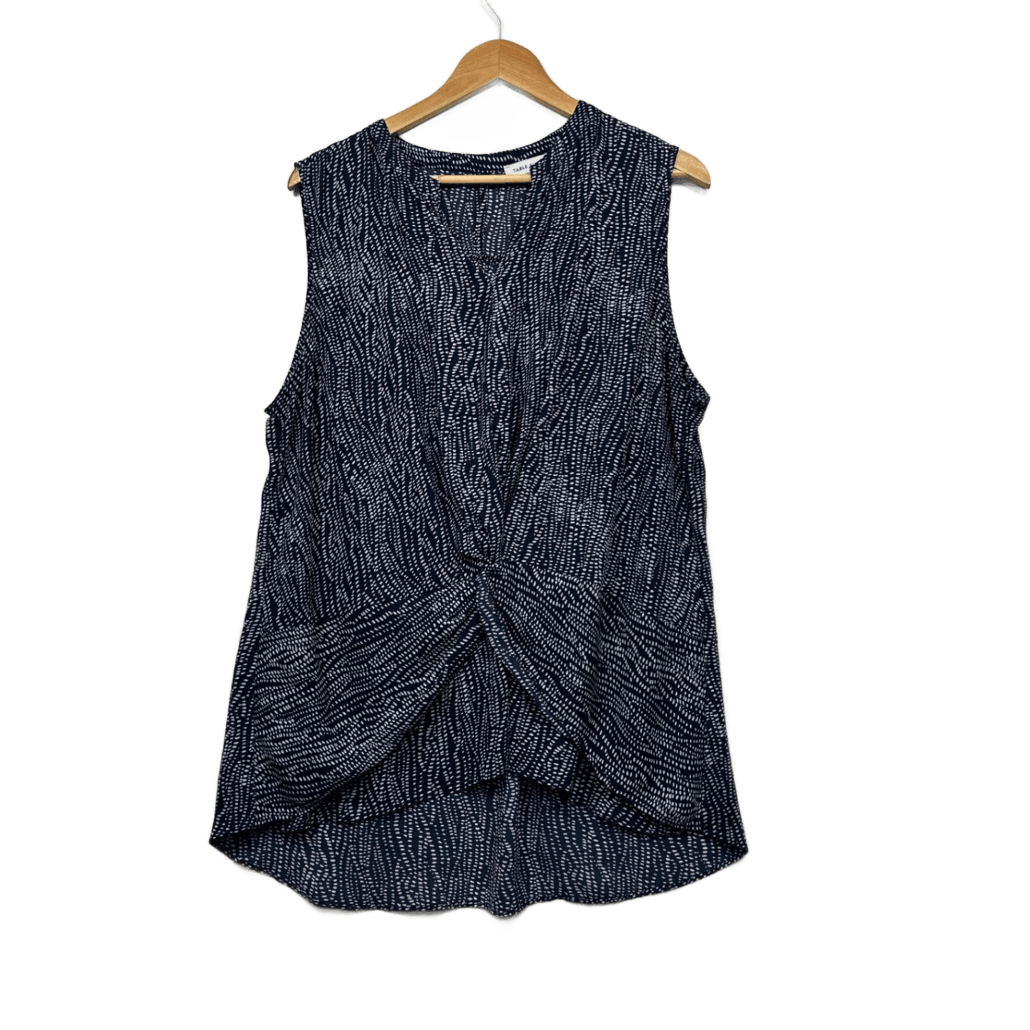 Table Eight Navy White Sleeveless Crew Neck Blouse Top Size 18