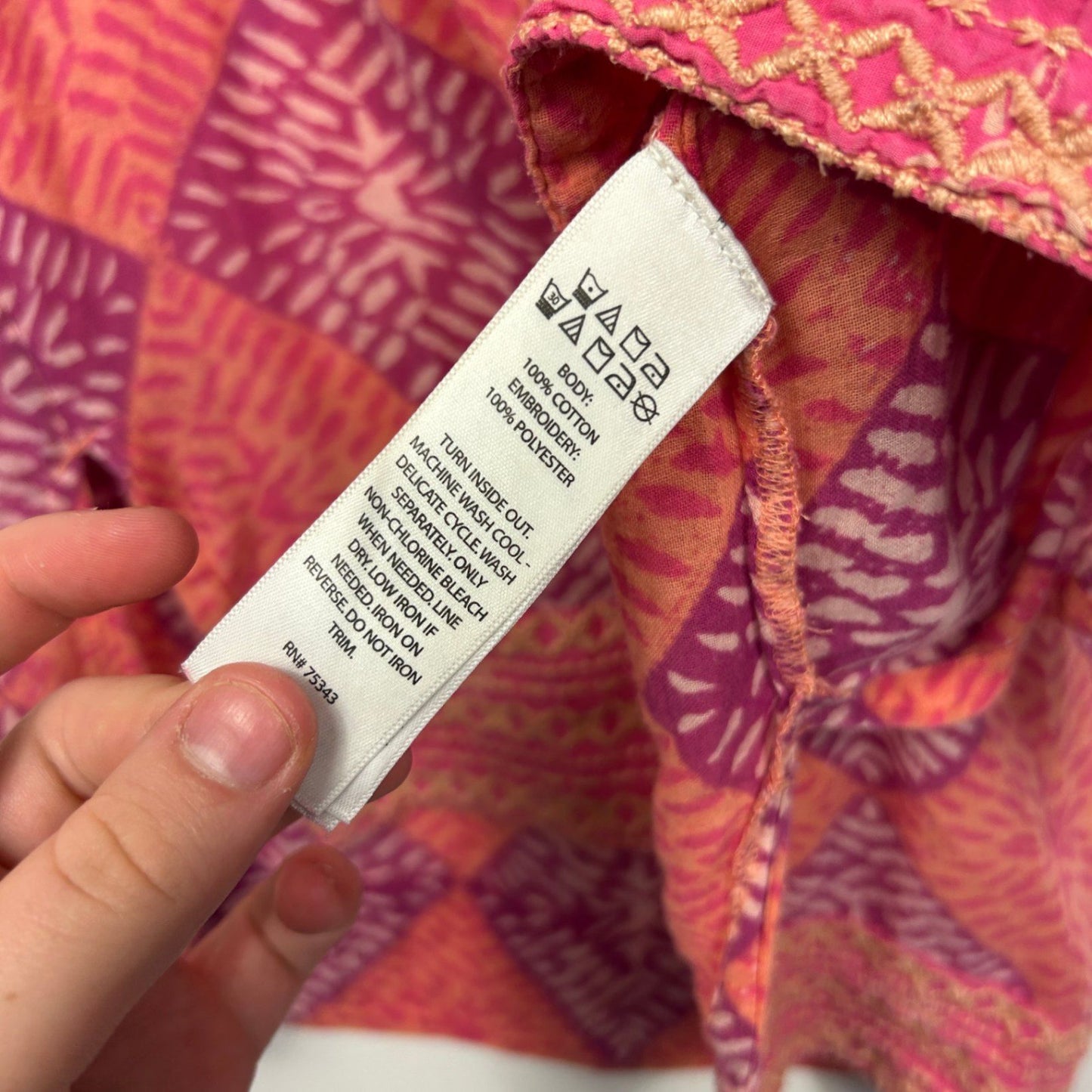 Sigrid Olsen Pink Orange Sleeveless Embroidered Boho Top Size 14