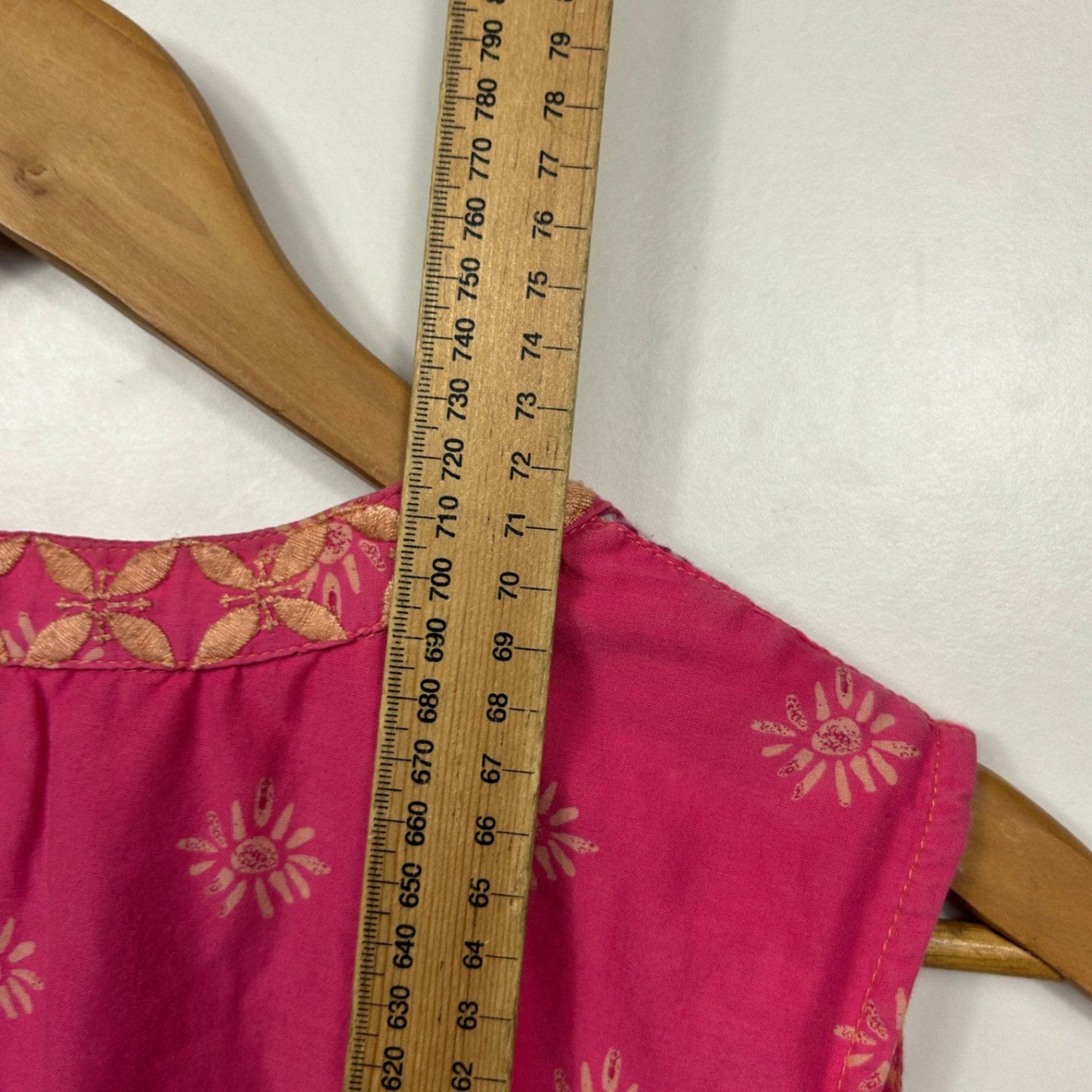 Sigrid Olsen Pink Orange Sleeveless Embroidered Boho Top Size 14