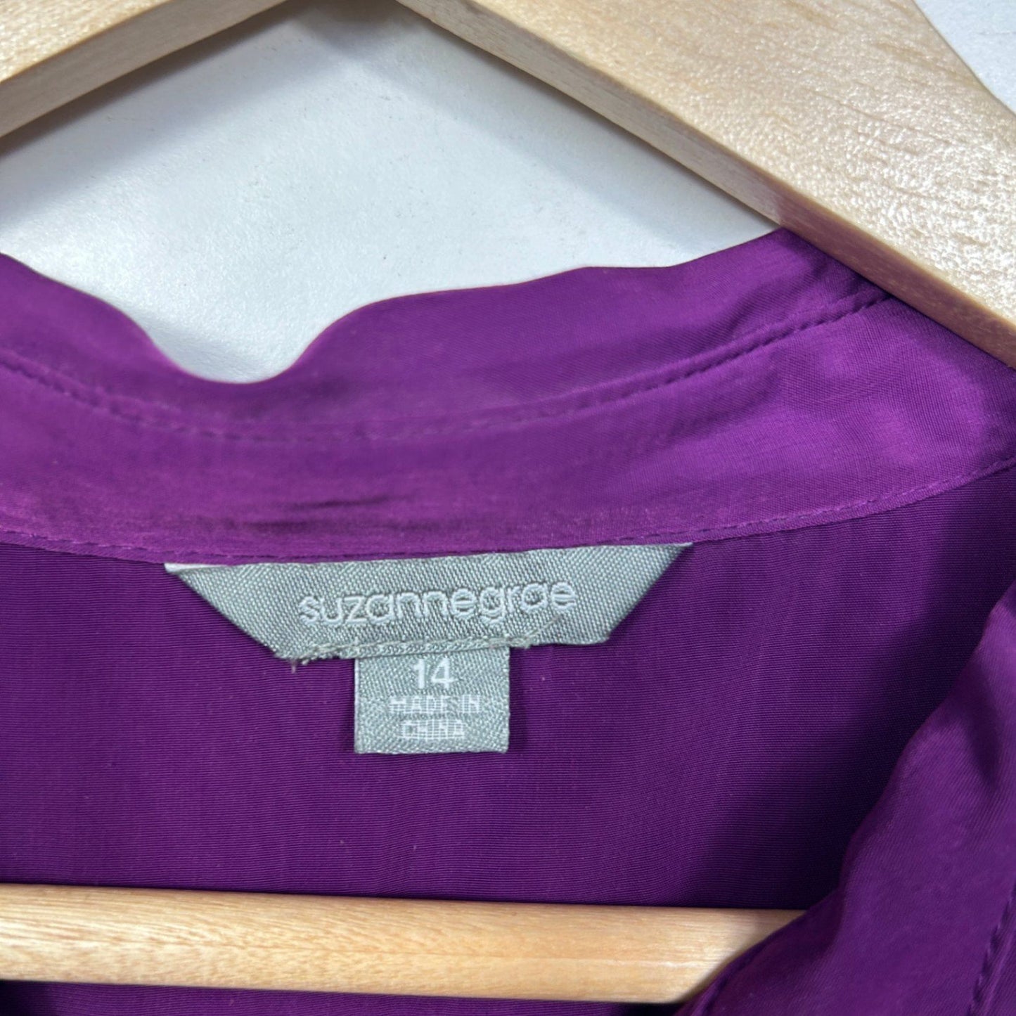 Suzanne Grae Purple Long Sleeve Button Up Top Shirt Blouse Size 14