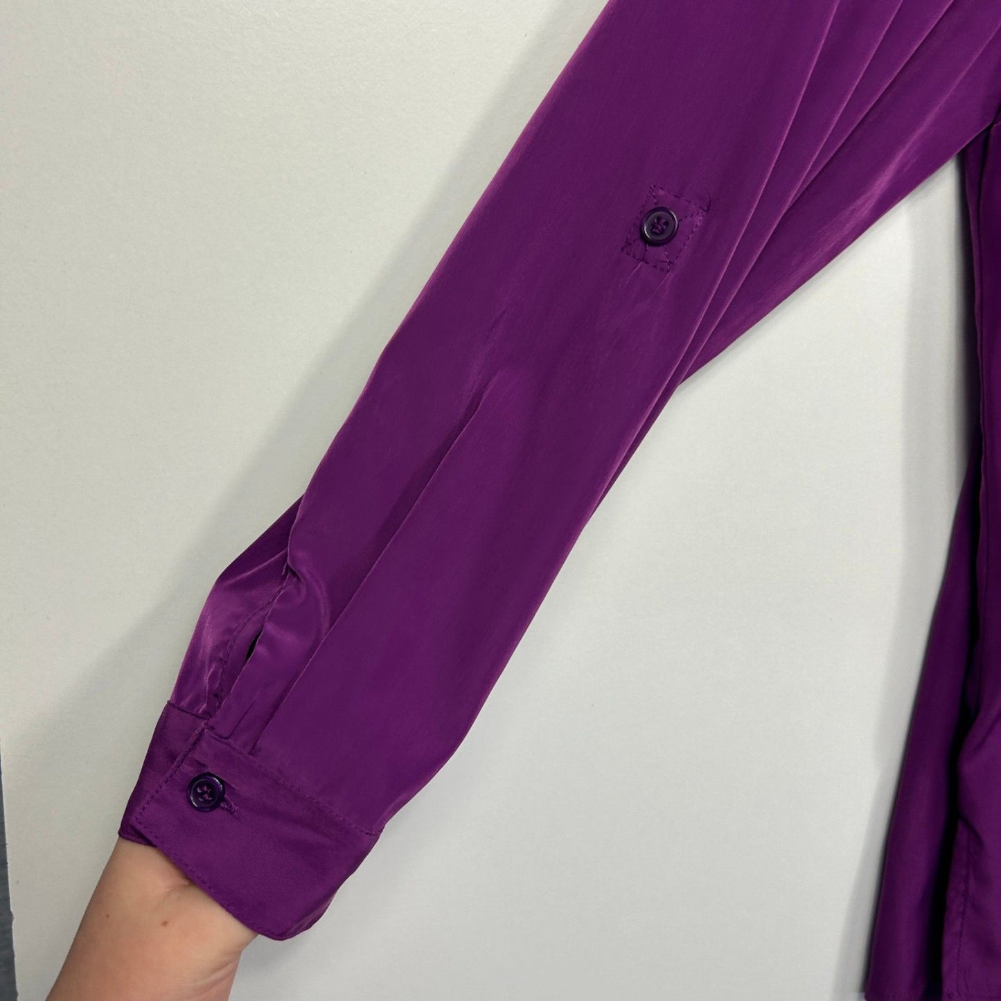 Suzanne Grae Purple Long Sleeve Button Up Top Shirt Blouse Size 14