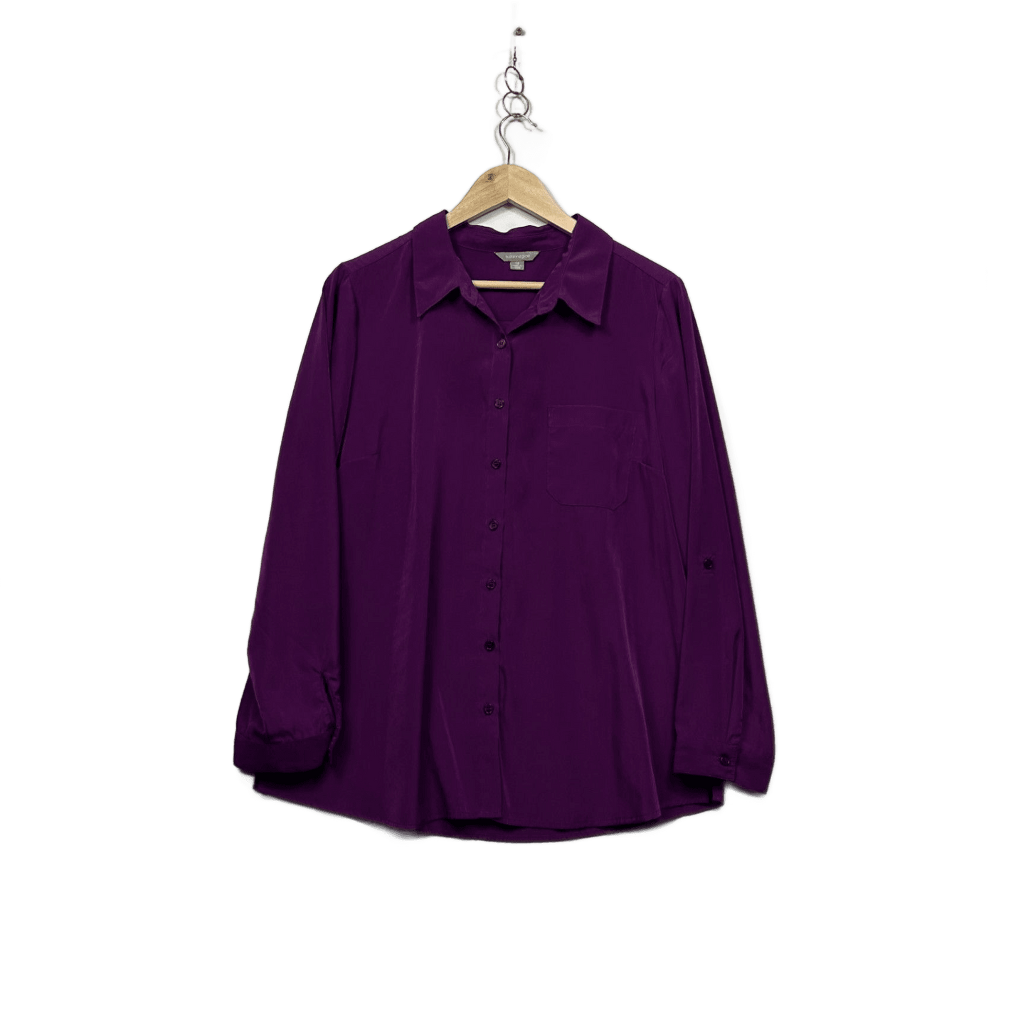 Suzanne Grae Purple Long Sleeve Button Up Top Shirt Blouse Size 14