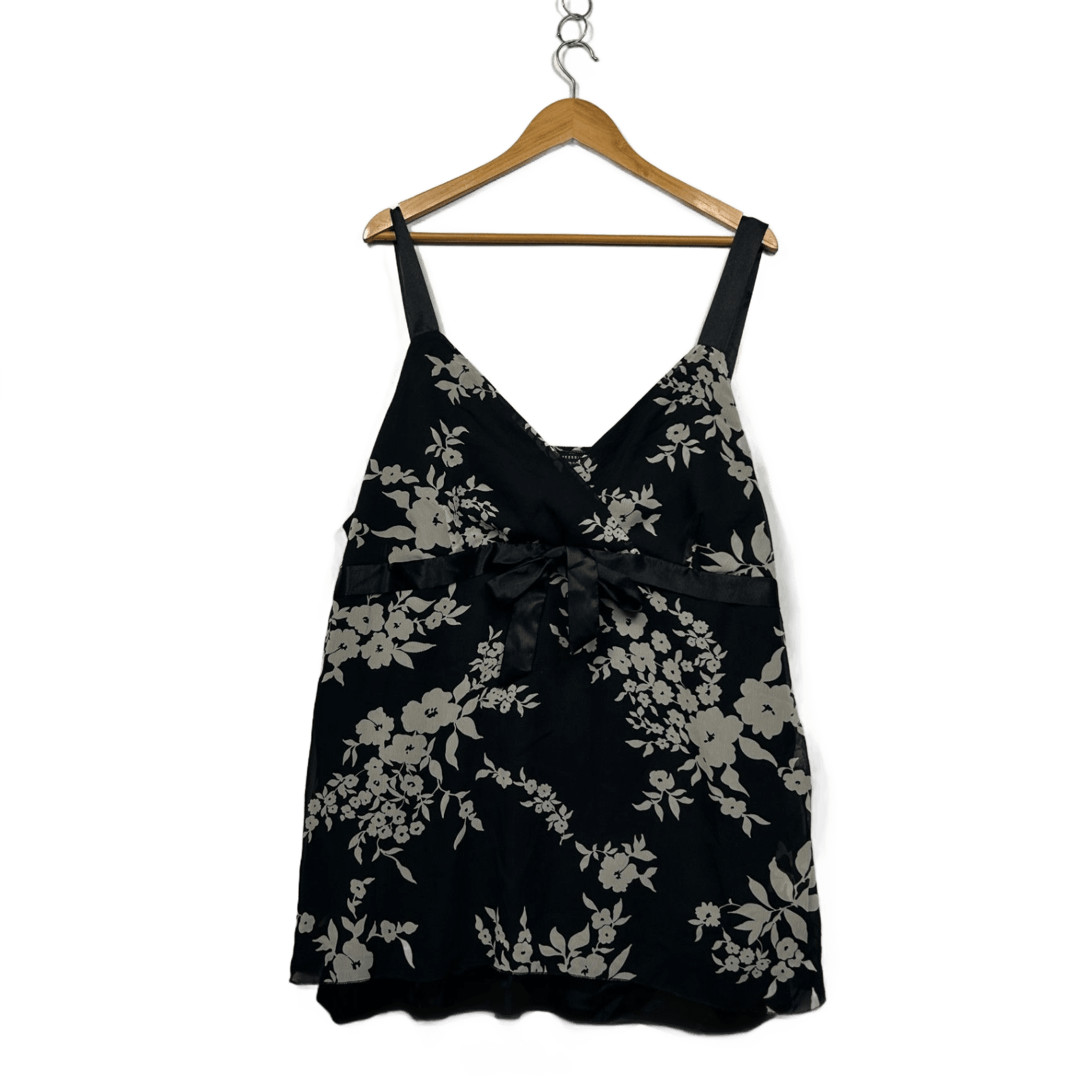 Expression Womens Black Polyester Sleeveless V-Neck Tunic Top Size 26