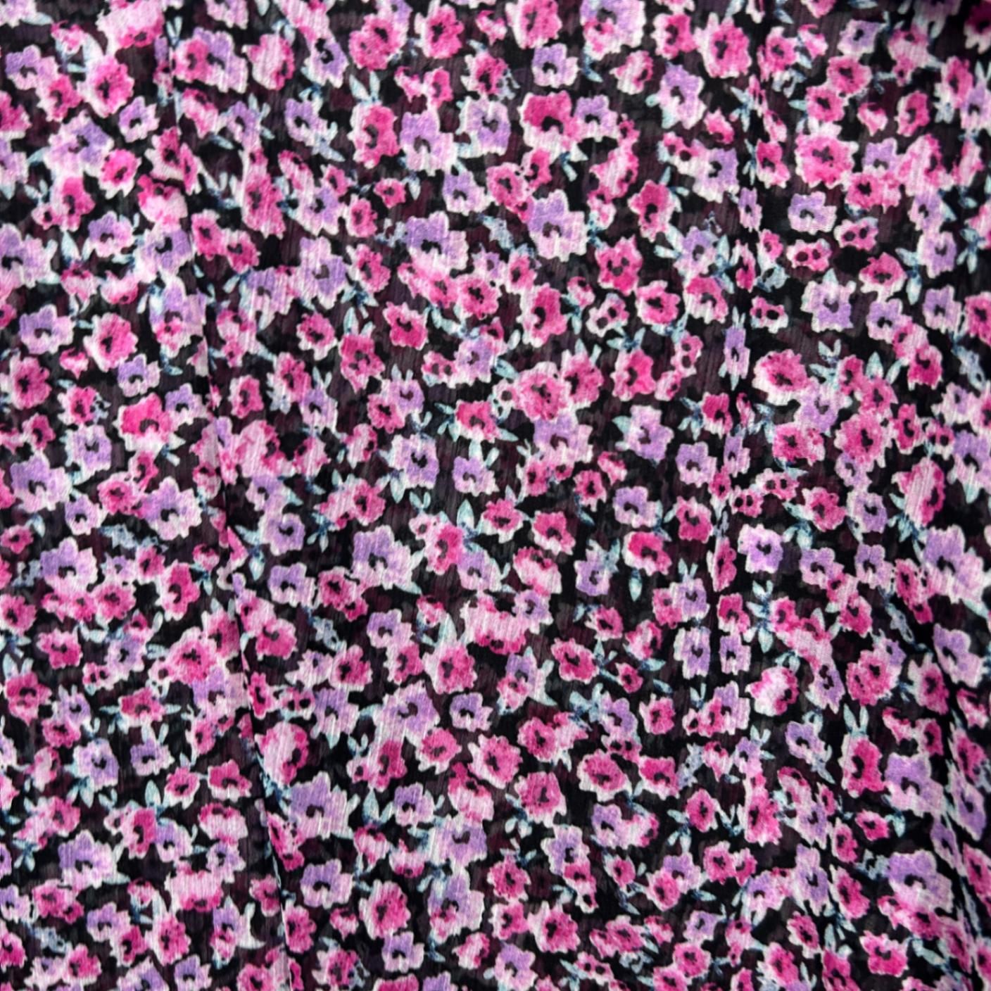 Anko Black Pink Floral Long Sleeve Ruffle Blouse Top Size 18