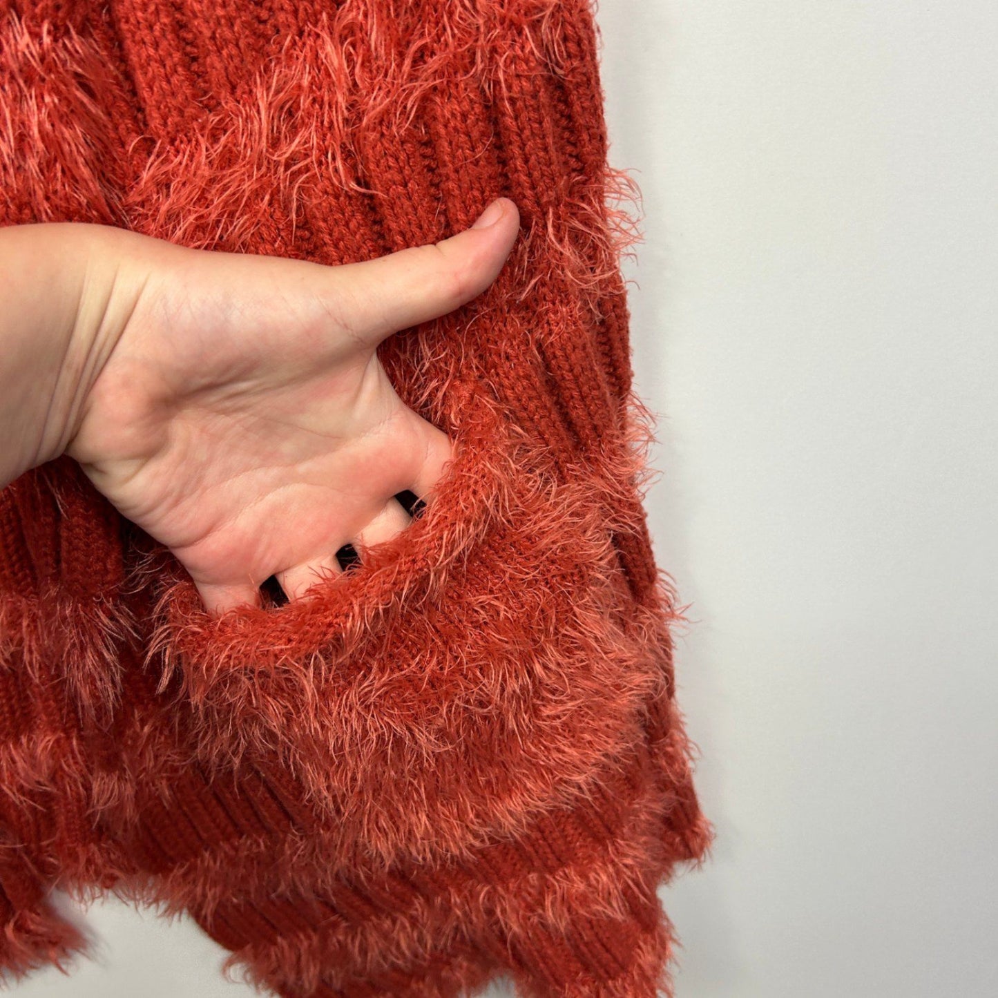 LILIA Rust Orange Knit Open Front Long Gilet Top Vest Size 14 16