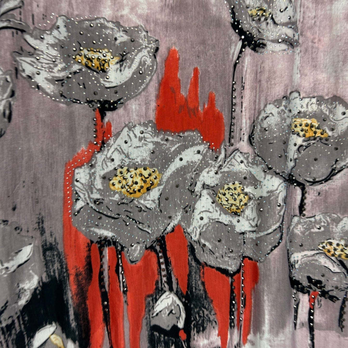 Meggie Multicoloured Short Sleeve Embellished Floral Top Size 12 14