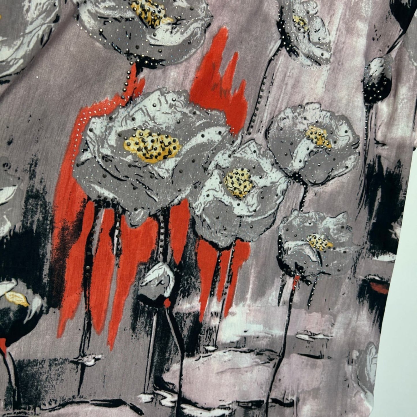 Meggie Multicoloured Short Sleeve Embellished Floral Top Size 12 14