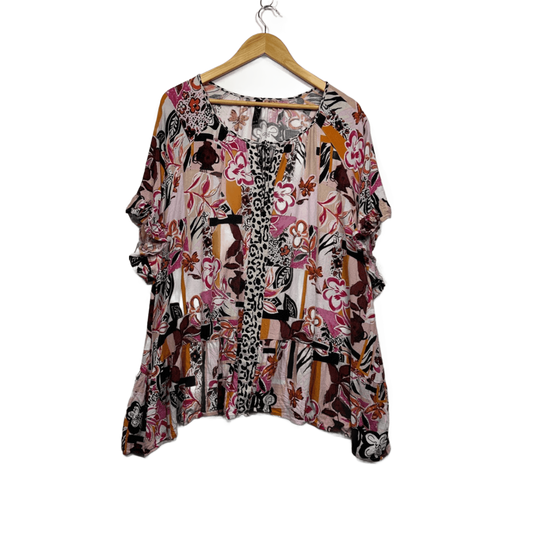 Taking Shape Tunic Top Floral Multicoloured Viscose Size 14 16 Plus