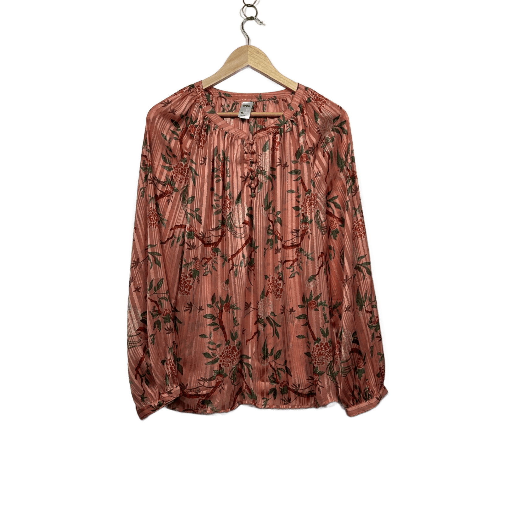 Anko Multicoloured Floral Long Sleeve Top Blouse Size 16