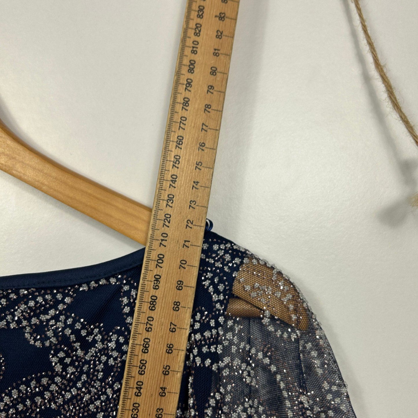 New Liz Jordan Womens Navy Kaftan Top Evening Blouse Size 1XL 16 18 Embellished