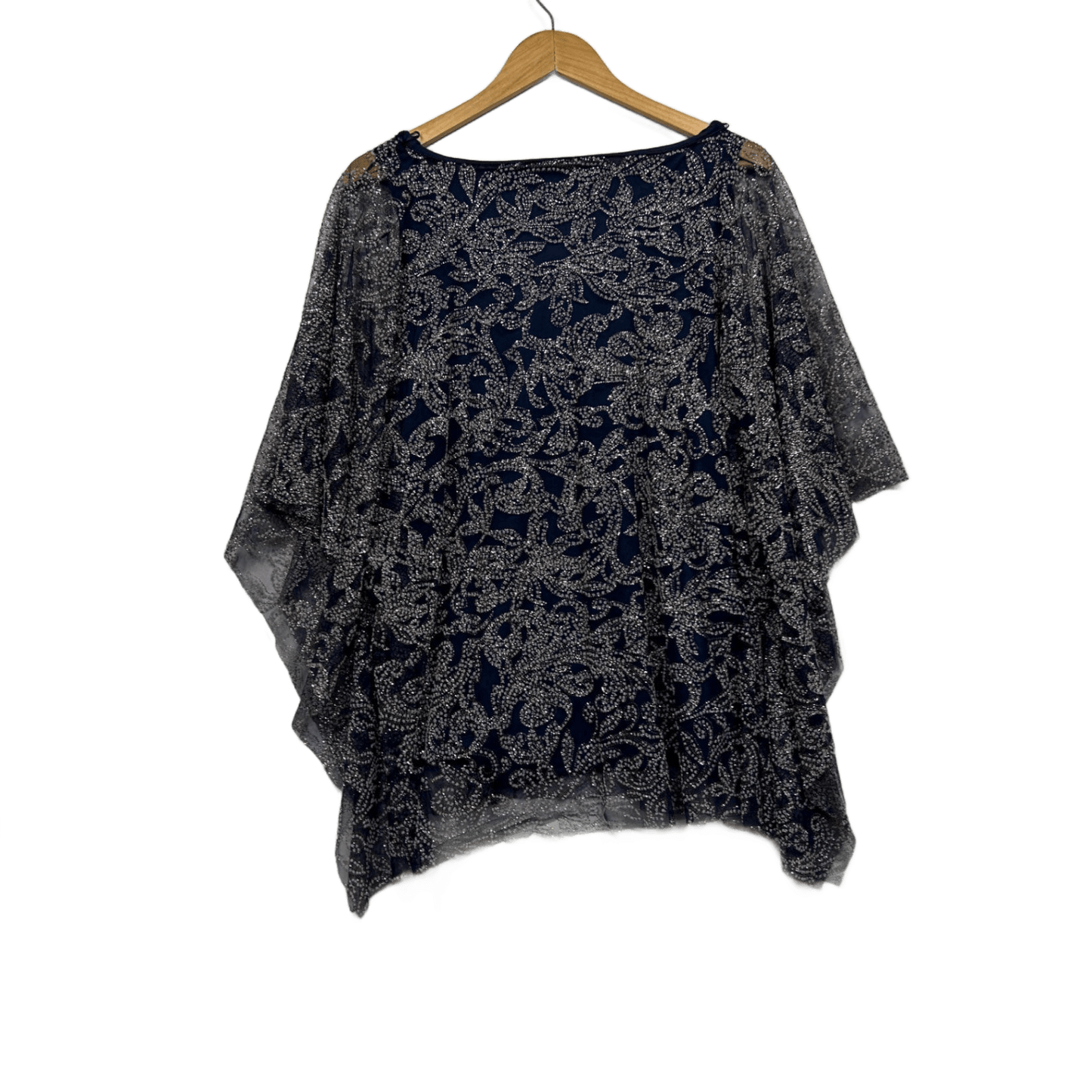 New Liz Jordan Womens Navy Kaftan Top Evening Blouse Size 1XL 16 18 Embellished