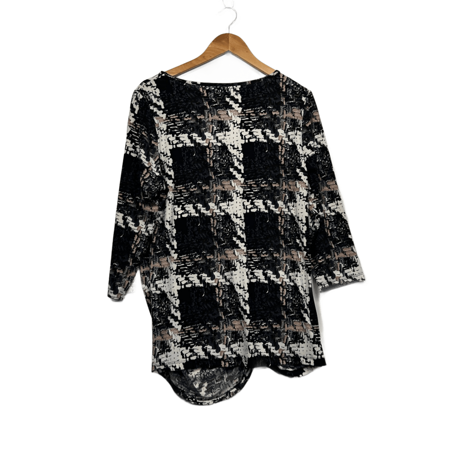 Suzanne Grae Women's Black White Beige Tunic Top Blouse Size XL 14 16