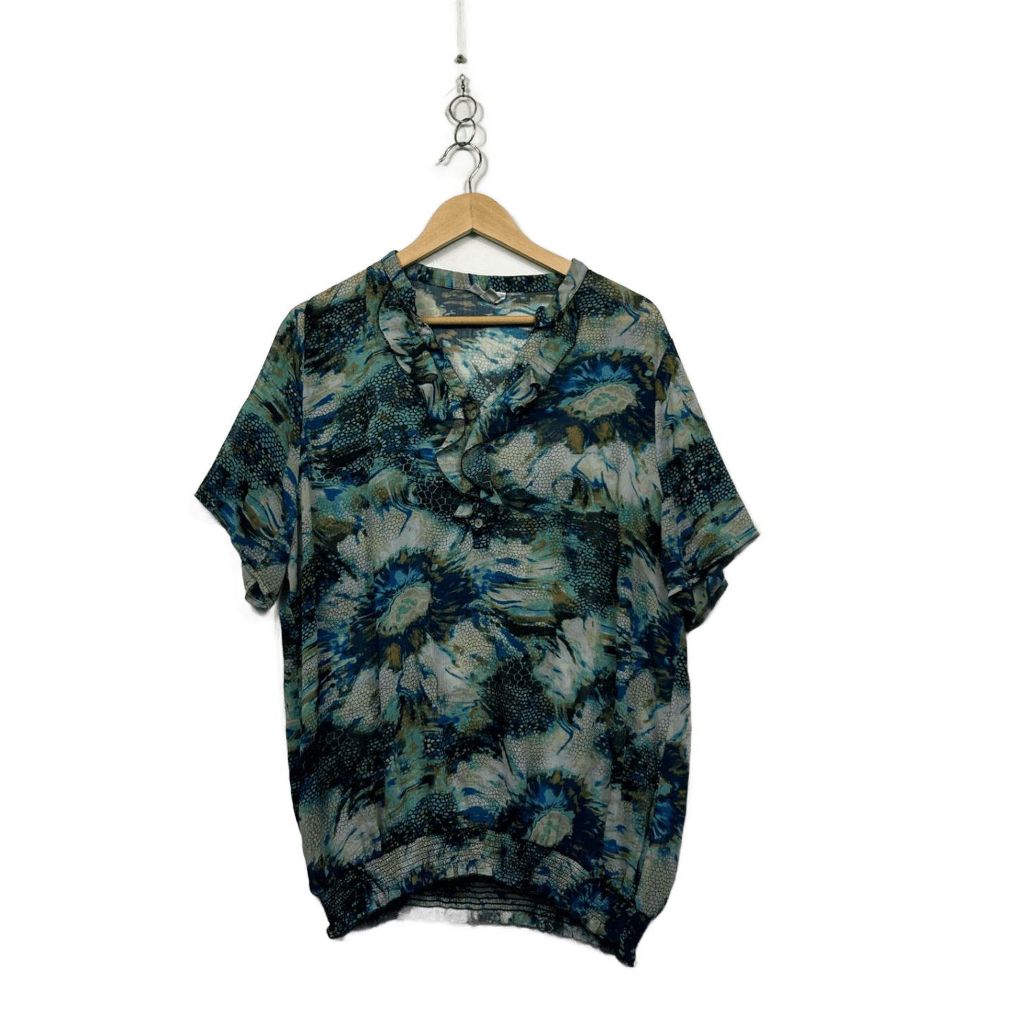 Millers Women's Blue Green Floral Top Blouse Size 20