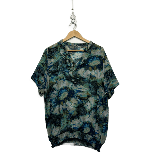 Millers Women's Blue Green Floral Top Blouse Size 20