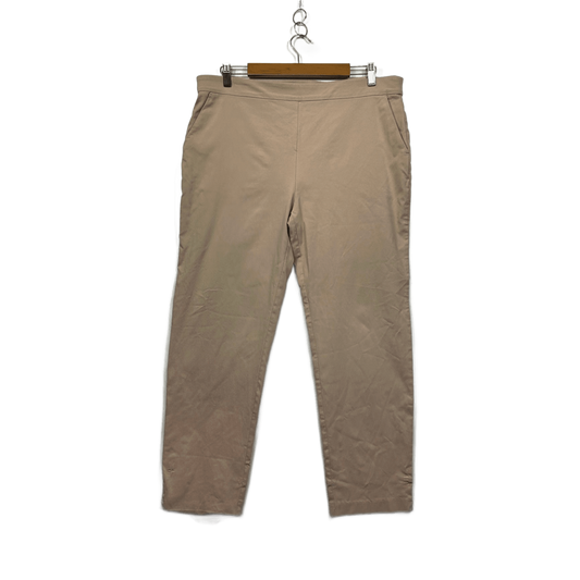 Preview Beige Elastic Waist Pockets Pull-On Tailored Straight Leg Pants Size 18