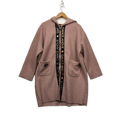 New Collection Oversized Bouclé Hooded Coat Pink Longline Dance