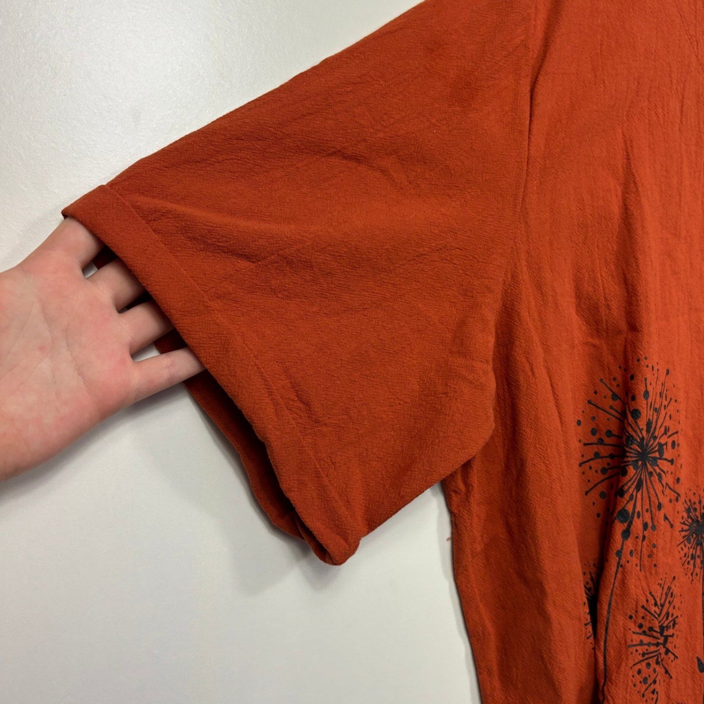 Rust Orange Cotton Blend Short Sleeve Blouse Top Size 3XL 16 18 Dandelion