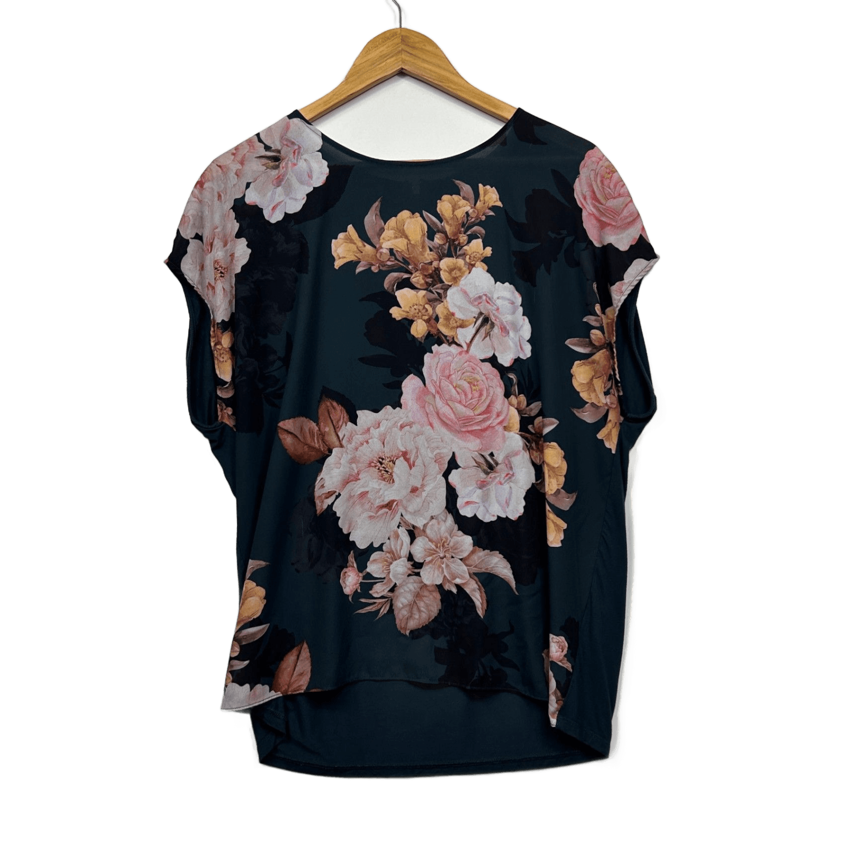 Portmans Multicoloured Floral Short Sleeve Top Blouse Size L 14